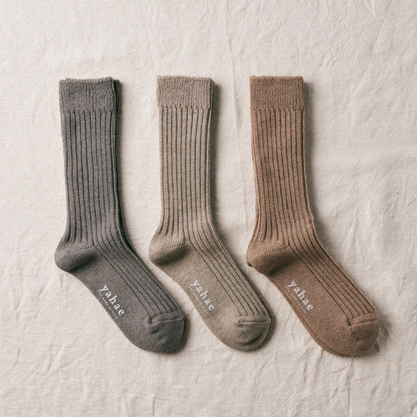 Organic Cotton Blended Yak Ribbed Socks｜7-6001