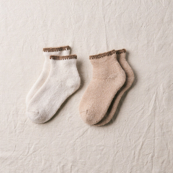 Alpaca Organic Cotton Garland Stitch Pile Socks｜7-5011
