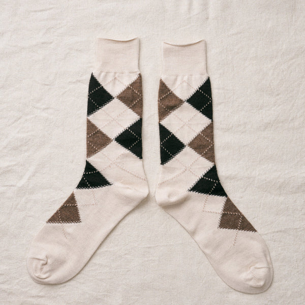 Organic Cotton Alpaca Yak Argyle Socks | 7-5016