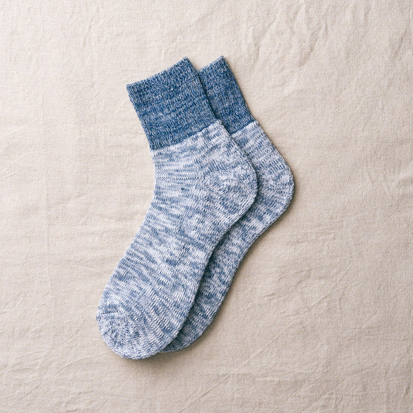 Indigo Organic Cotton Pile  Ankle Socks | 7-5020