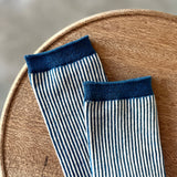 8-0040｜Indigo jacquard stripe