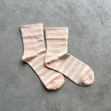 8-0019｜Plain striped socks without elastic