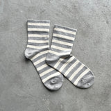 8-0019｜Plain striped socks without elastic