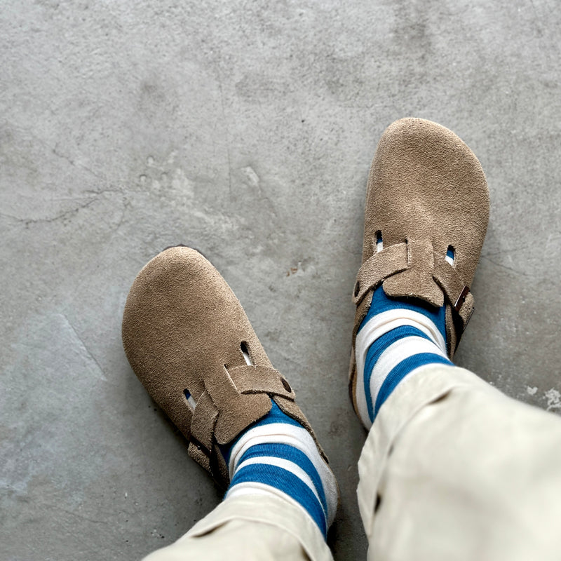 8-0028｜Indigo plain striped socks