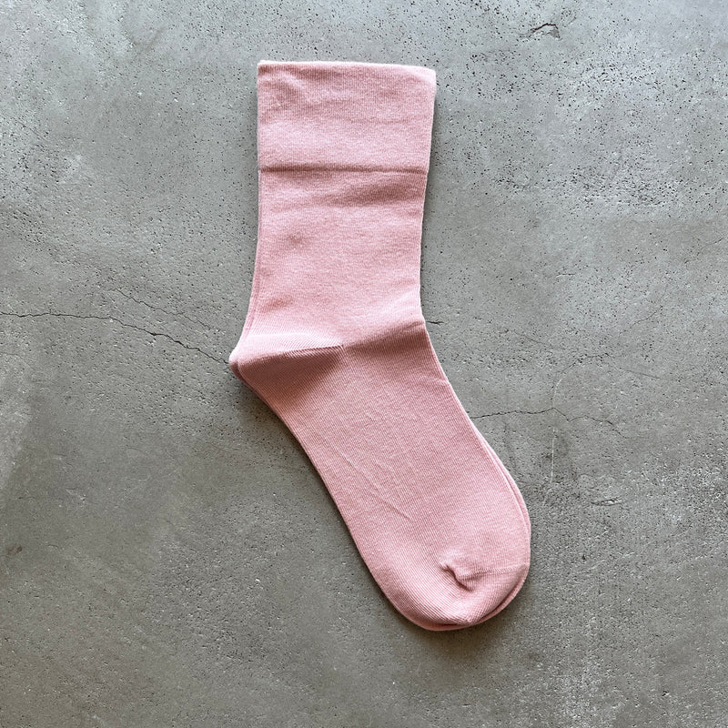 4-1000｜Organic Cotton Rubber Free Plain Socks