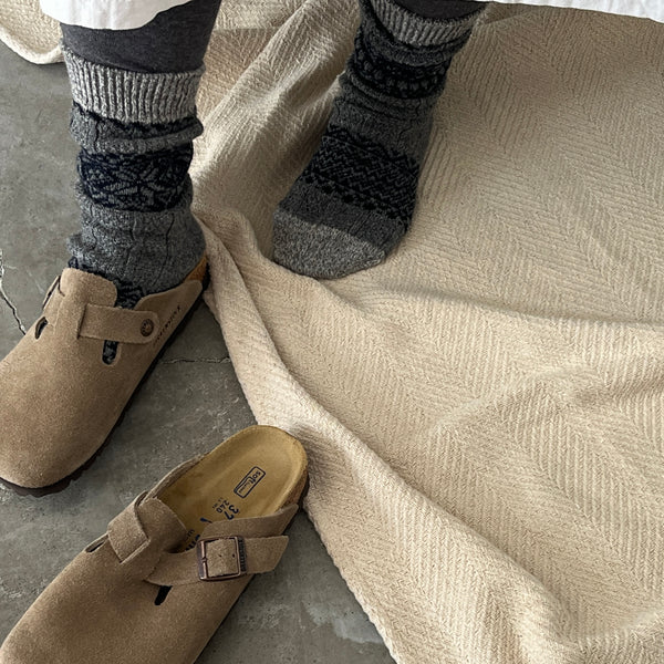 4-4011｜Wool Organic Cotton Snow Pattern Socks