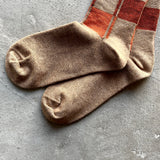 4-4009｜Organic Cotton Wool Yak Block Pattern Socks