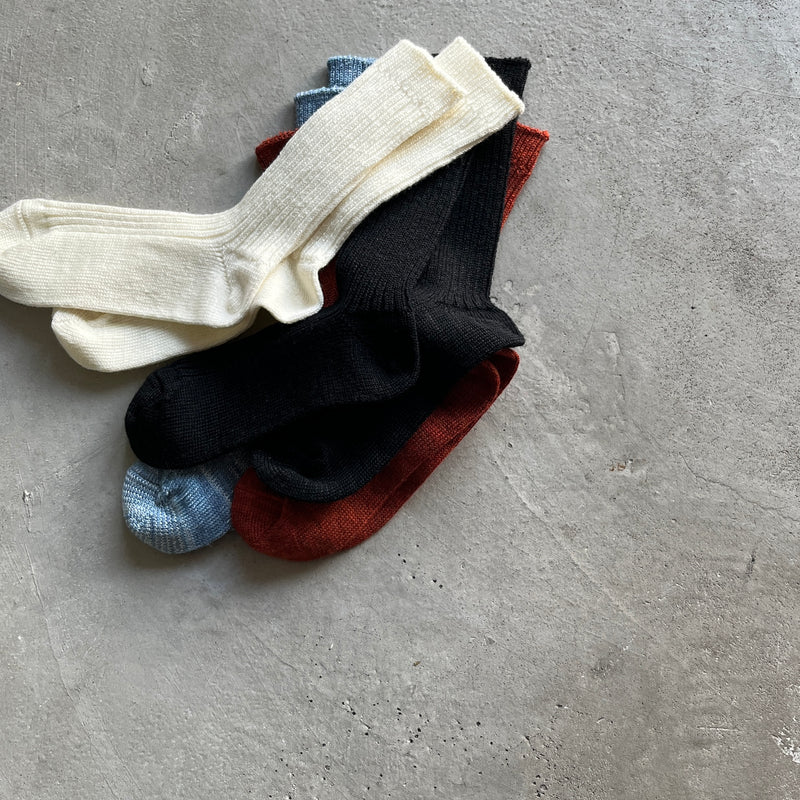 4-4007｜Linen Wool Ribbed Socks