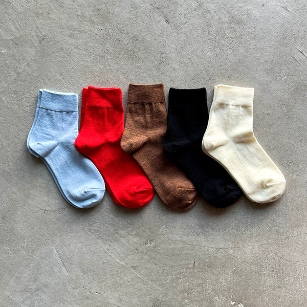 4-4004｜Wool Plain Ankle Socks