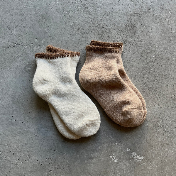 Alpaca Organic Cotton Garland Stitch Pile Socks｜7-5011