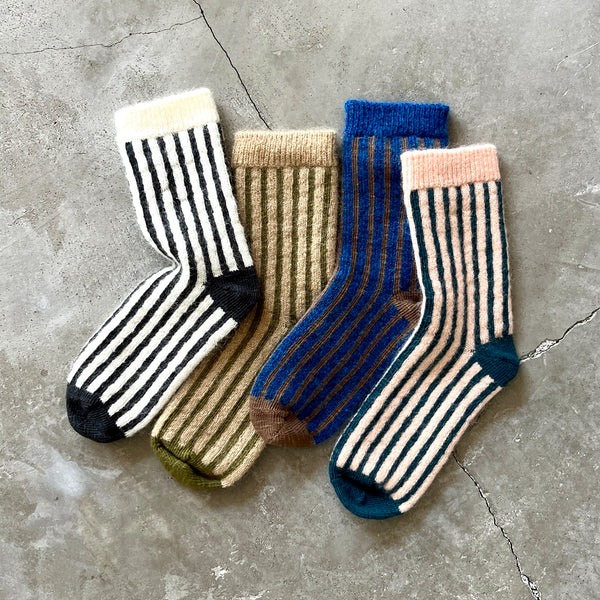 4-4005｜Organic Cotton Mohair Stripes Socks