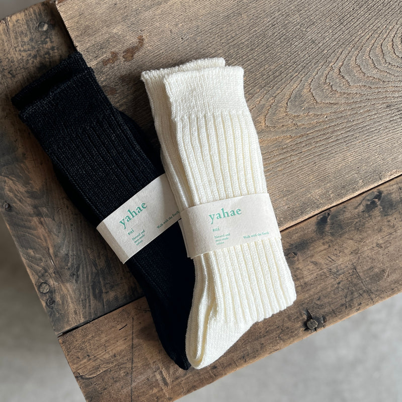 4-4007｜Linen Wool Ribbed Socks